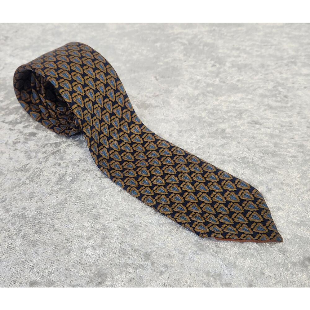 Authentic GUCCI Mens Blue & Gold Tie-100% Silk